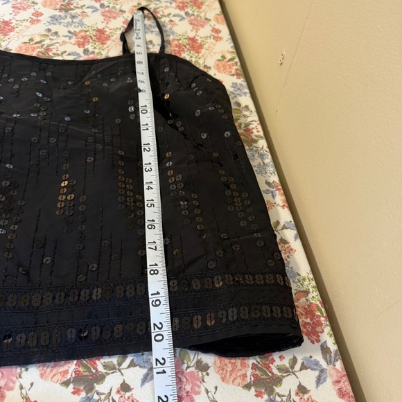 Vintage Y2K Cropped Sequin Cami Top Large Whimsigoth Fairy Glam Grunge Coquette - Picture 11 of 12